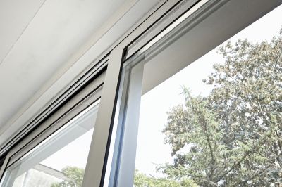 Sliding window on a residential facade